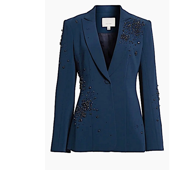 Cinq a Sept RHINESTONE CRACKLE EMBELLISHED CHEYENNE BLAZER
